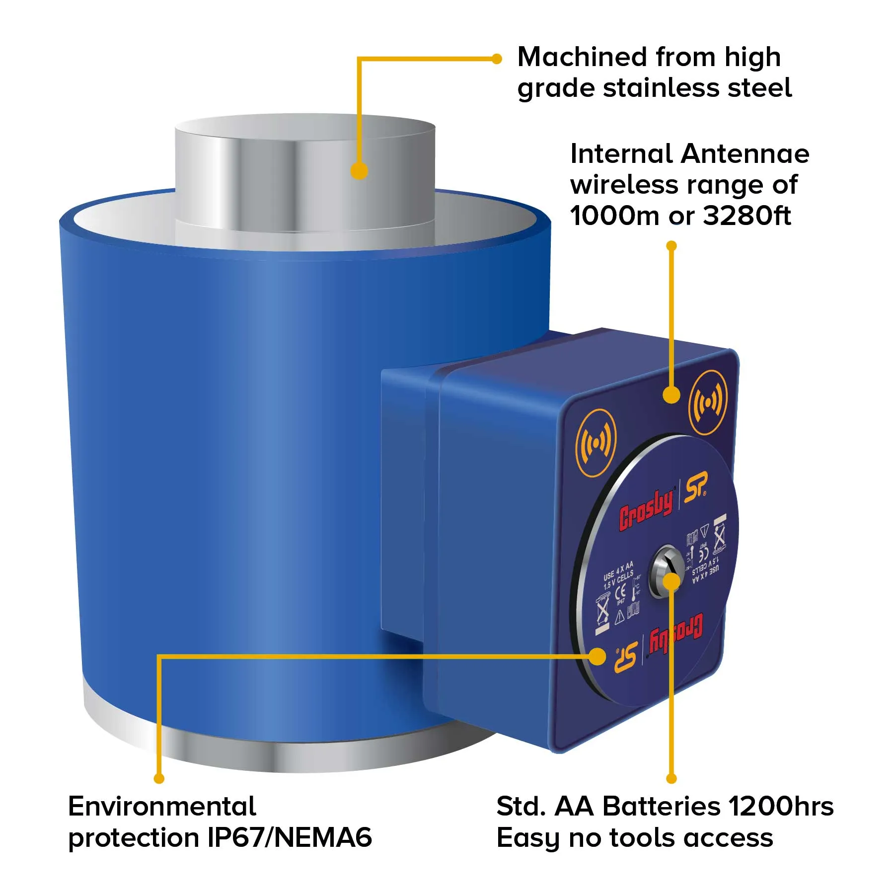 Straightpoint® 300 T LoadSafe Compression Load Cell - Bluetooth Enabled - WNI300TC-BLE