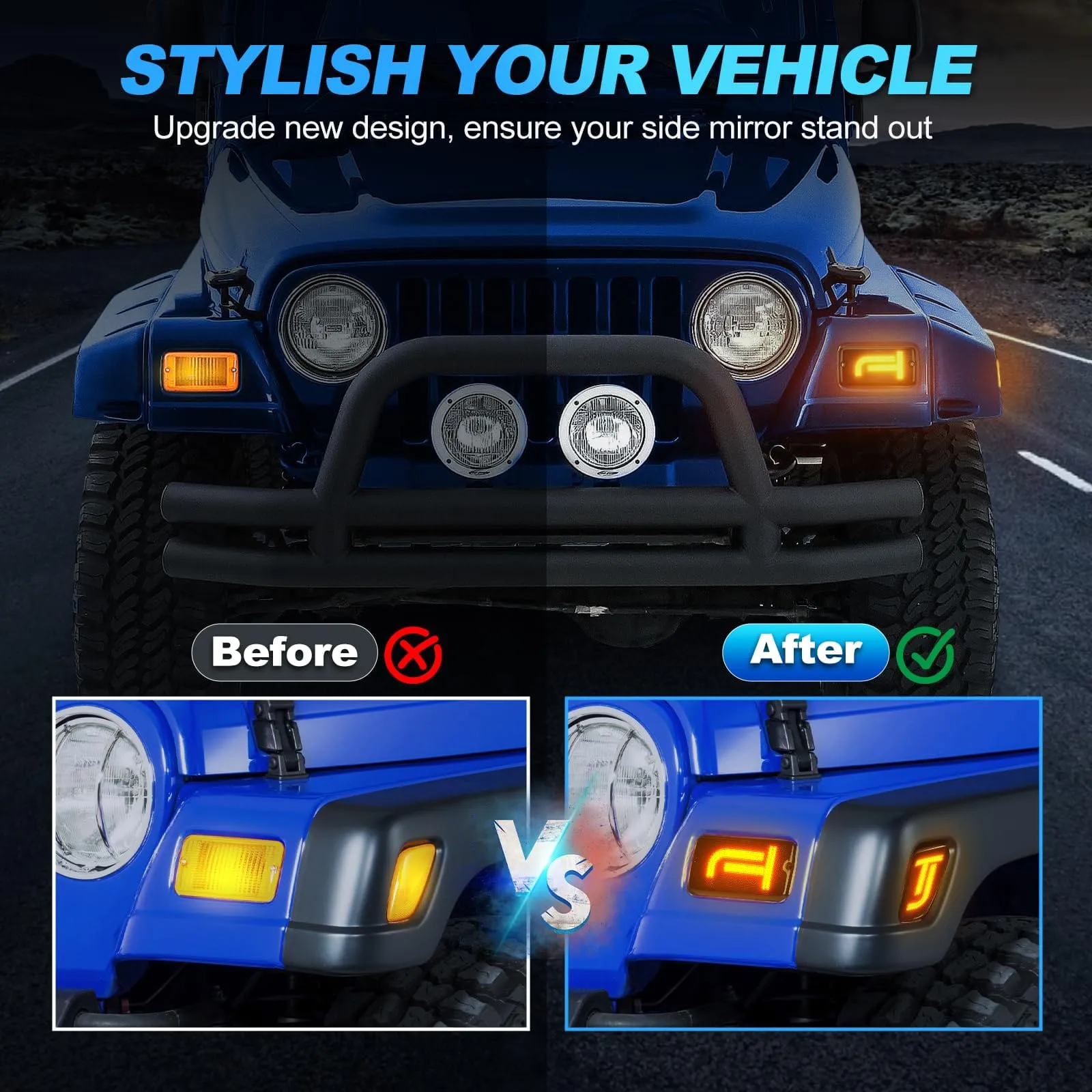 Suparee Jeep Wrangler TJ New LED Turn Signals & Side Marker Lights for 1997-2006