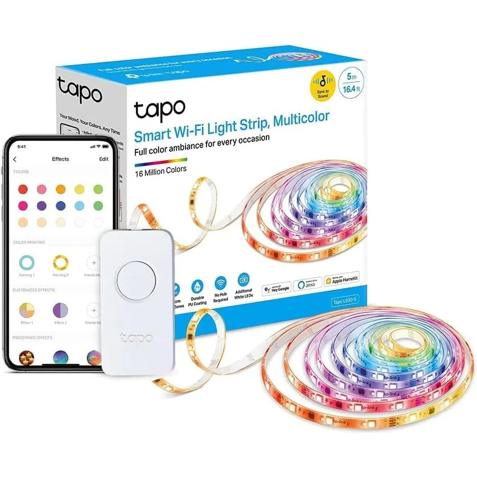 Tapo Smart LED Light Strip, 5m, Wi-Fi App Control RGBW Multicolour LED Strip, PU Coating, Works with Alexa & Google Home & Apple HomeKit, Suitable for TV Kitchen DIY Decoration (Tapo L930-5)
