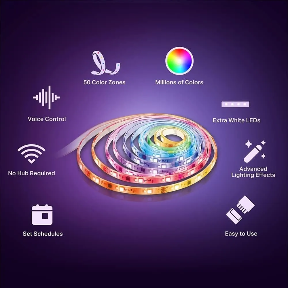 Tapo Smart LED Light Strip, 5m, Wi-Fi App Control RGBW Multicolour LED Strip, PU Coating, Works with Alexa & Google Home & Apple HomeKit, Suitable for TV Kitchen DIY Decoration (Tapo L930-5)