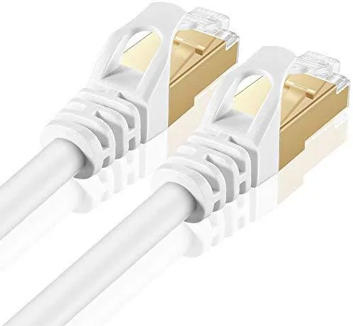 TNP Cat6 Ethernet Patch Cable (10 Feet) - Professional Gold Plated Snagless RJ45 Connector Computer Networking LAN Wire Cord Plug Premium Shielded Twisted Pair (White)
