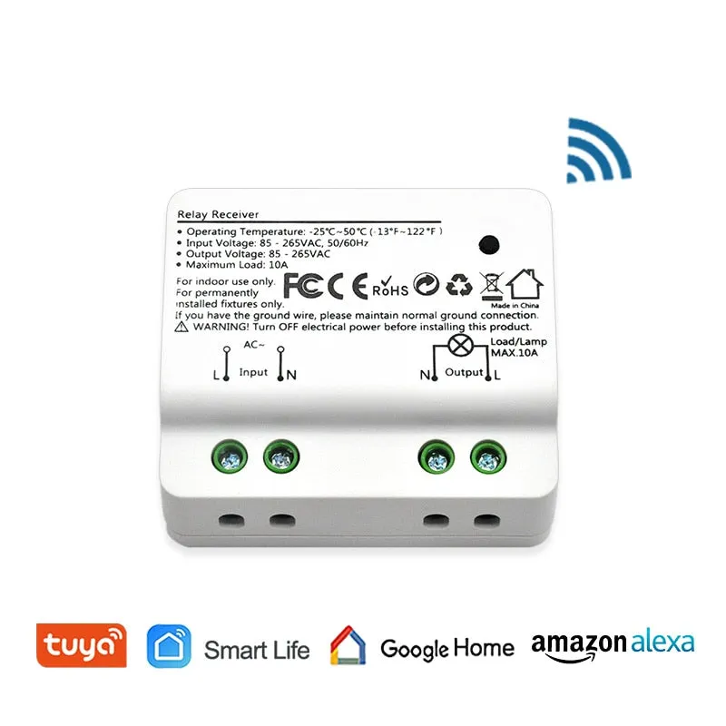 Tuya Smart Life WiFi Light Switch Alexa Echo, Google Home Voice Control, 10A, App Remote Control Lights, Set Timer for Lamps