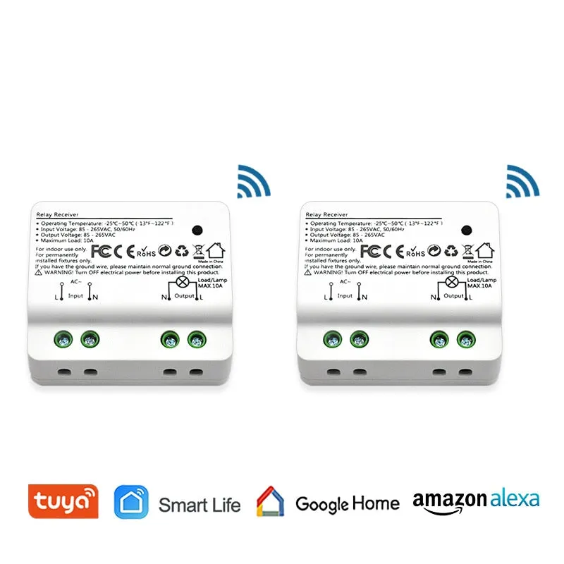 Tuya Smart Life WiFi Light Switch Alexa Echo, Google Home Voice Control, 10A, App Remote Control Lights, Set Timer for Lamps