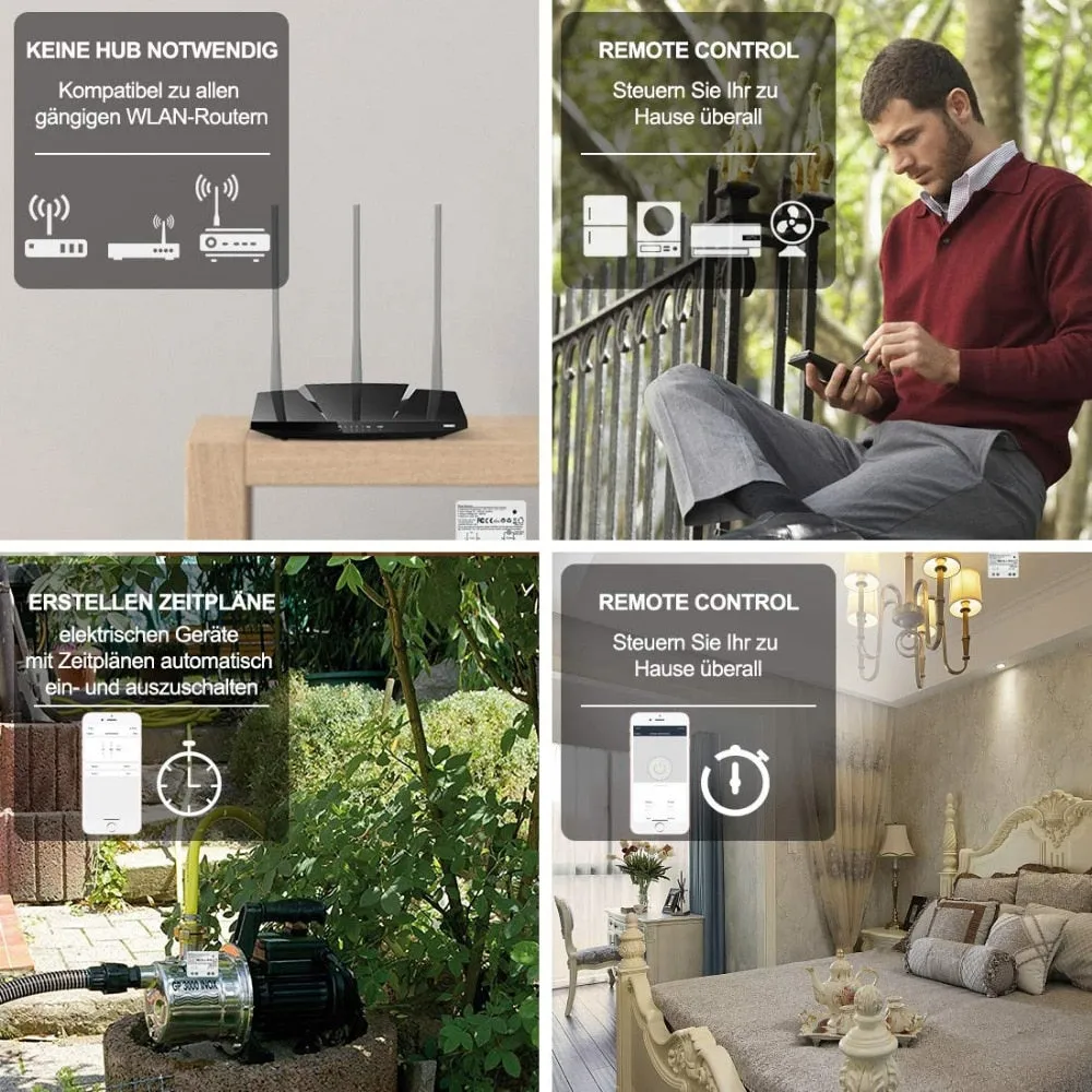 Tuya Smart Life WiFi Light Switch Alexa Echo, Google Home Voice Control, 10A, App Remote Control Lights, Set Timer for Lamps