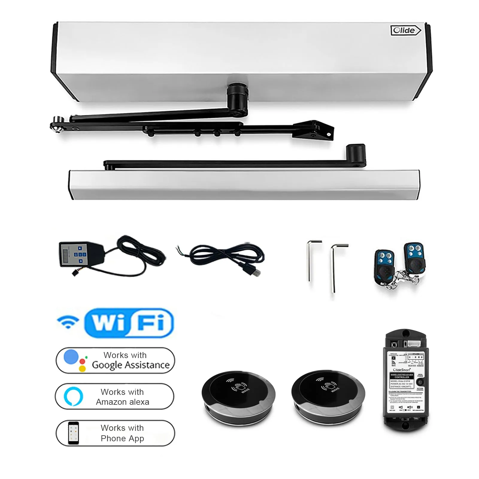 WiFi Smart Hands Free Automatic Door Opener with Wireless 2.36" Wave to Open Sensor