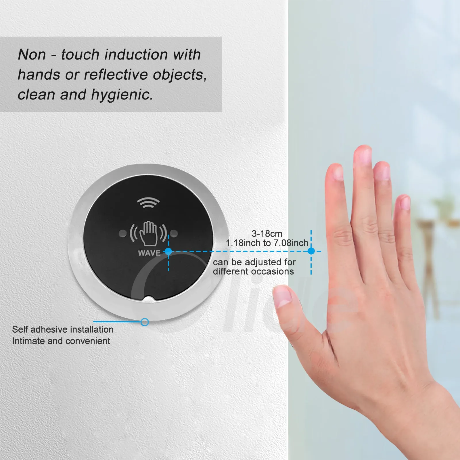 WiFi Smart Hands Free Automatic Door Opener with Wireless 2.36" Wave to Open Sensor