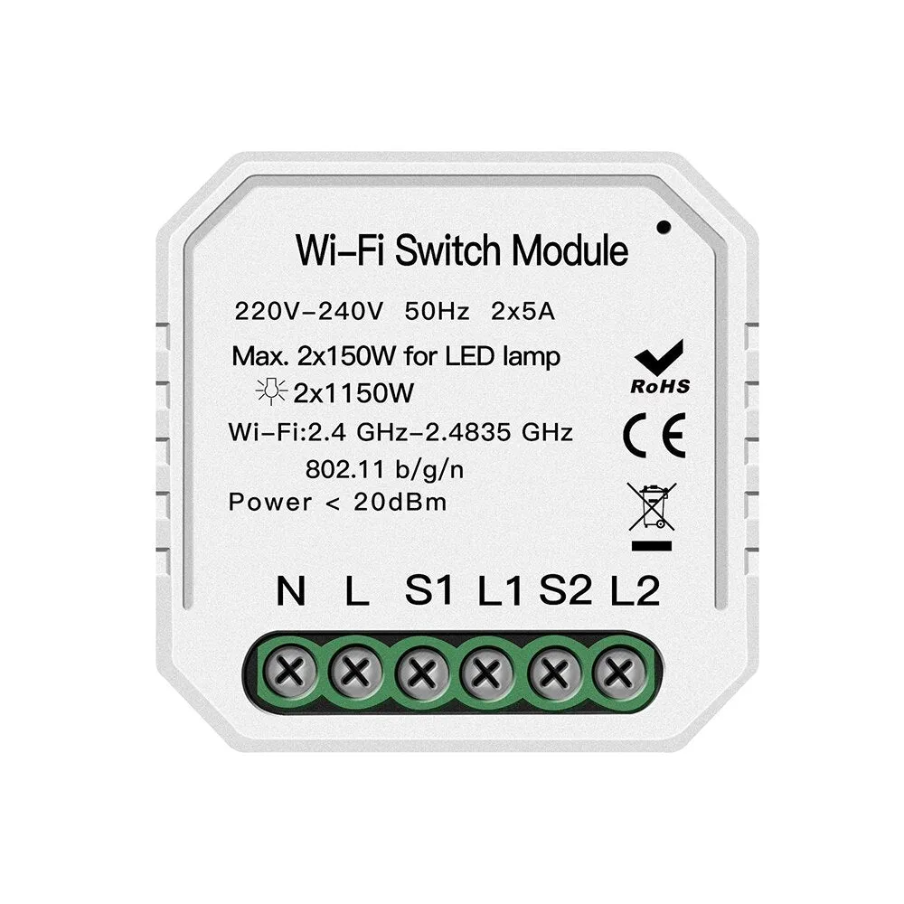 Wifi Smart Light Switch Diy Breaker Module Smart Life/Tuya APP Remote Control Works with Alexa Echo Google Home 1/2 Way