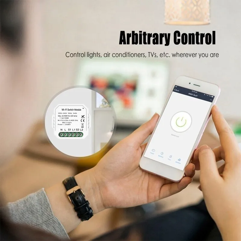 Wifi Smart Light Switch Diy Breaker Module Smart Life/Tuya APP Remote Control Works with Alexa Echo Google Home 1/2 Way