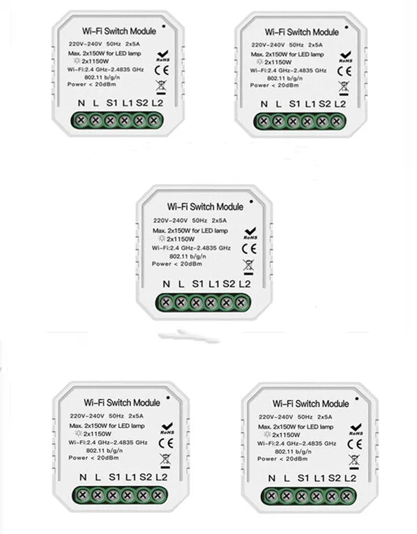 Wifi Smart Light Switch Diy Breaker Module Smart Life/Tuya APP Remote Control Works with Alexa Echo Google Home 1/2 Way