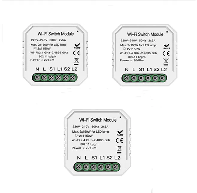 Wifi Smart Light Switch Diy Breaker Module Smart Life/Tuya APP Remote Control Works with Alexa Echo Google Home 1/2 Way